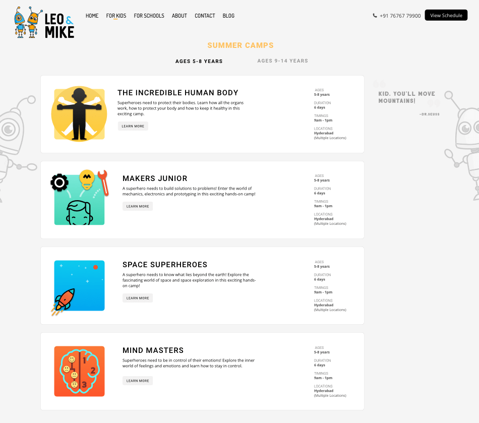 Summer Camps Ages 5-8