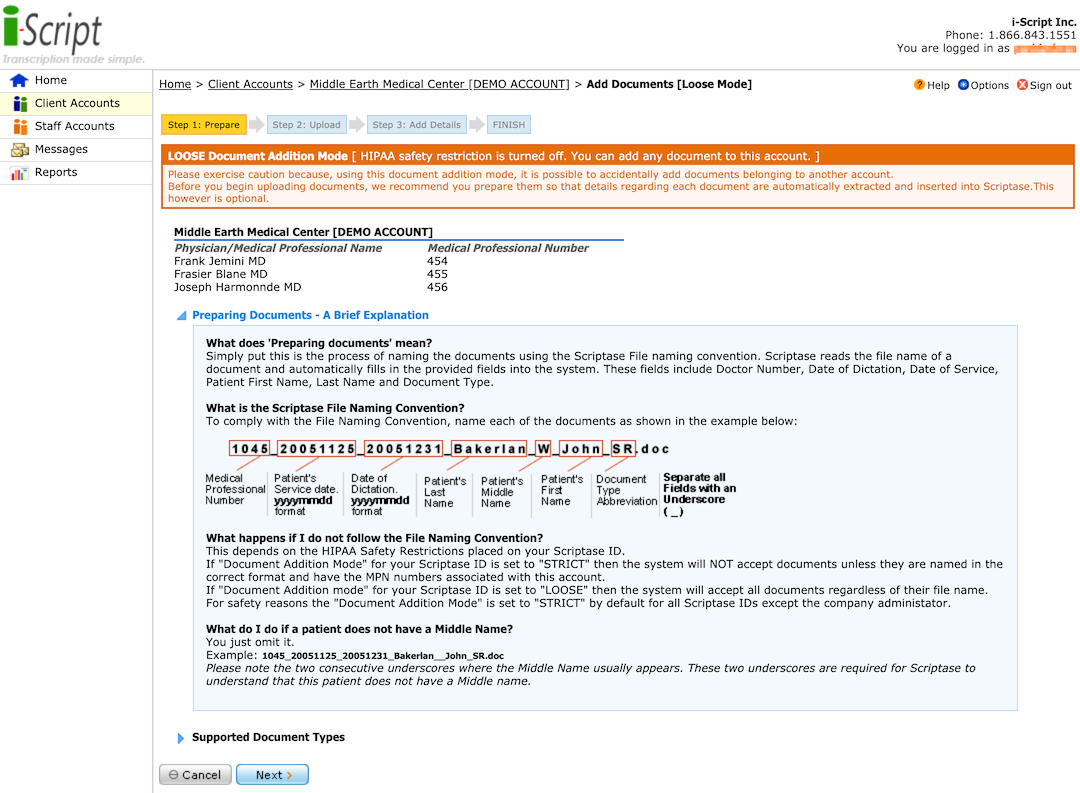 Scriptase ONE — Account Management