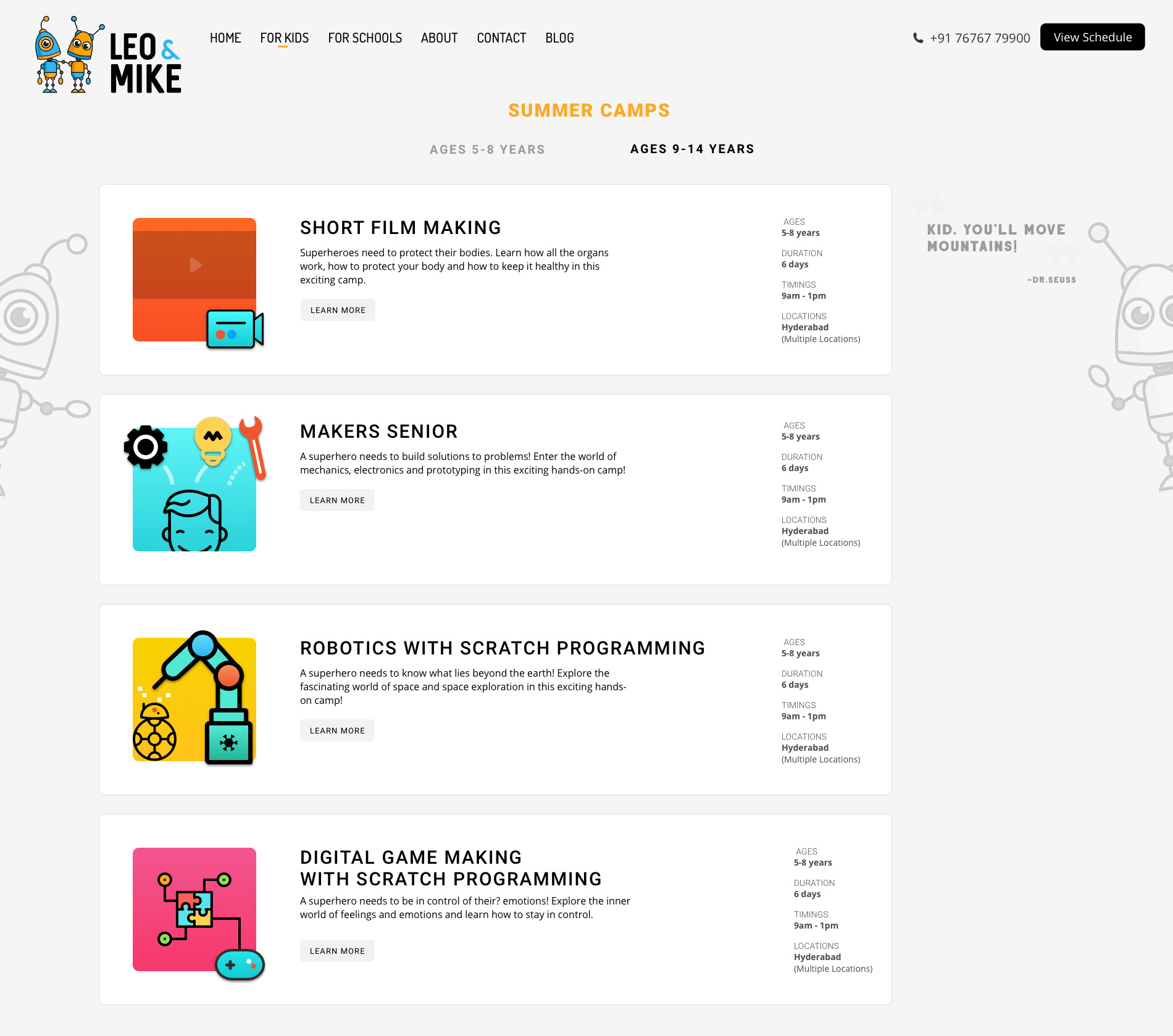 Summer Camps Ages 9-14